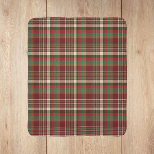 Christmas Rustic Plaid Fleece Sherpa Blanket