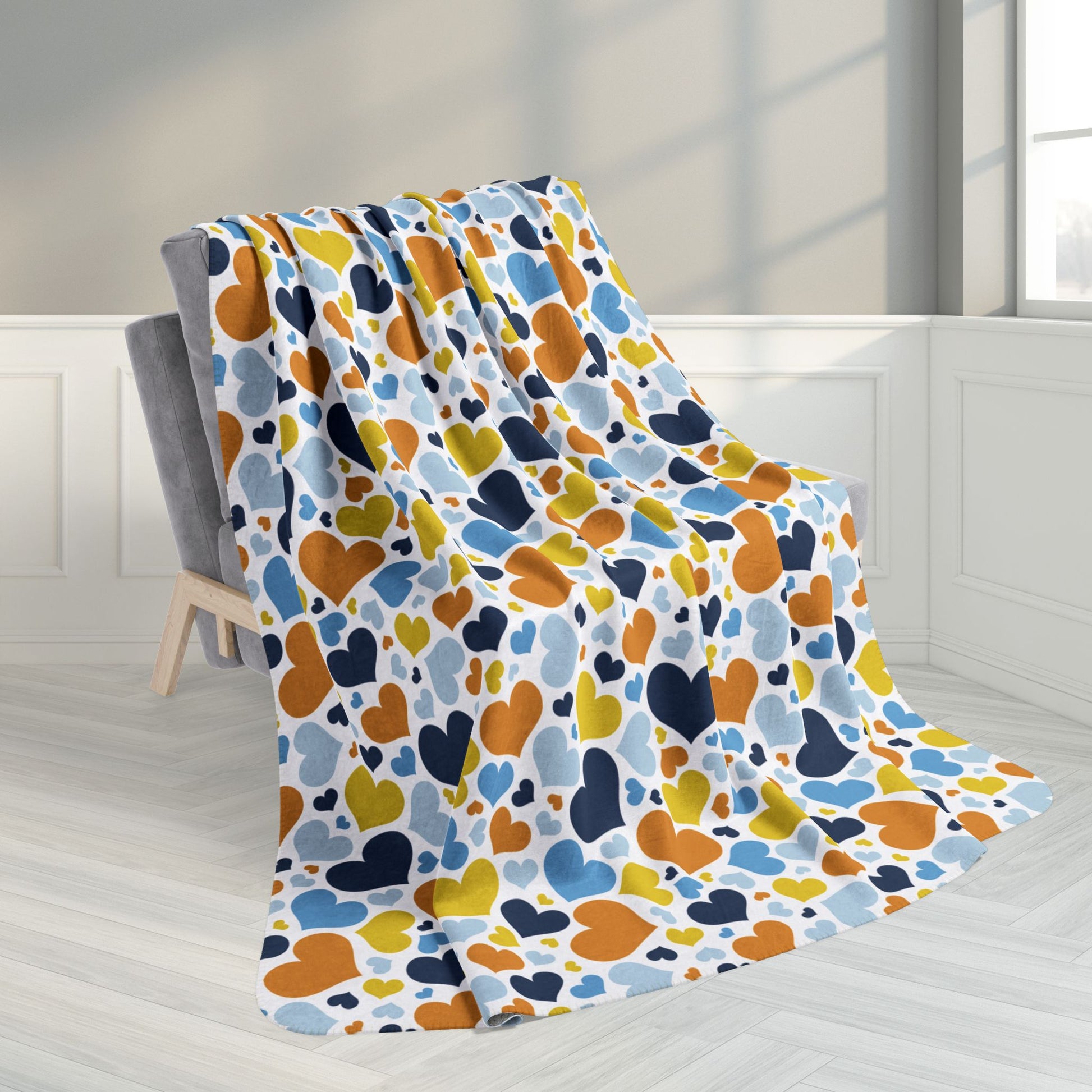 60" × 80" Aromantic Asexual Aroace Pride Valentine’s Day Hearts White Fleece Sherpa Blanket