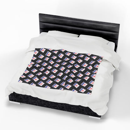 Velveteen Plush AMC American Motors Square Logo Black Blanket