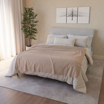 50" × 60" Beige Mocha & Cream Gingham Fleece Sherpa Blanket
