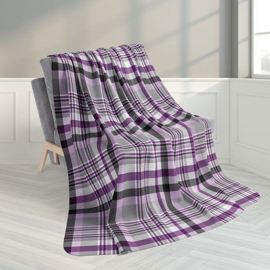 60" × 80" Grey Demisexual Pride Plaid Fleece Sherpa Blanket