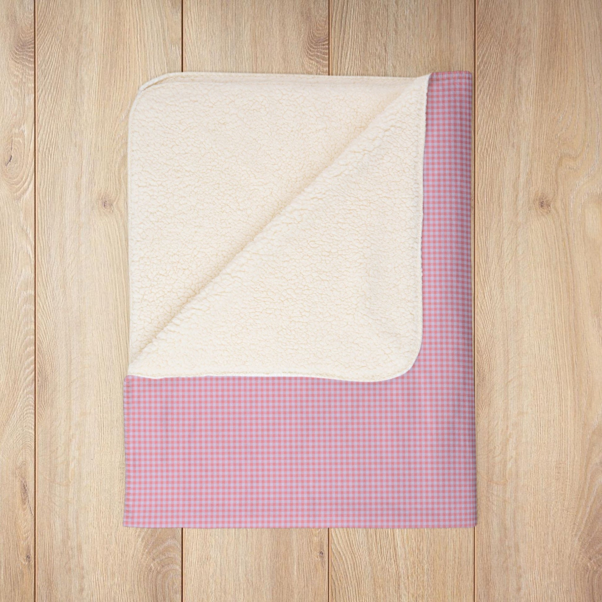 Pink & Lavender Gingham Fleece Sherpa Blanket