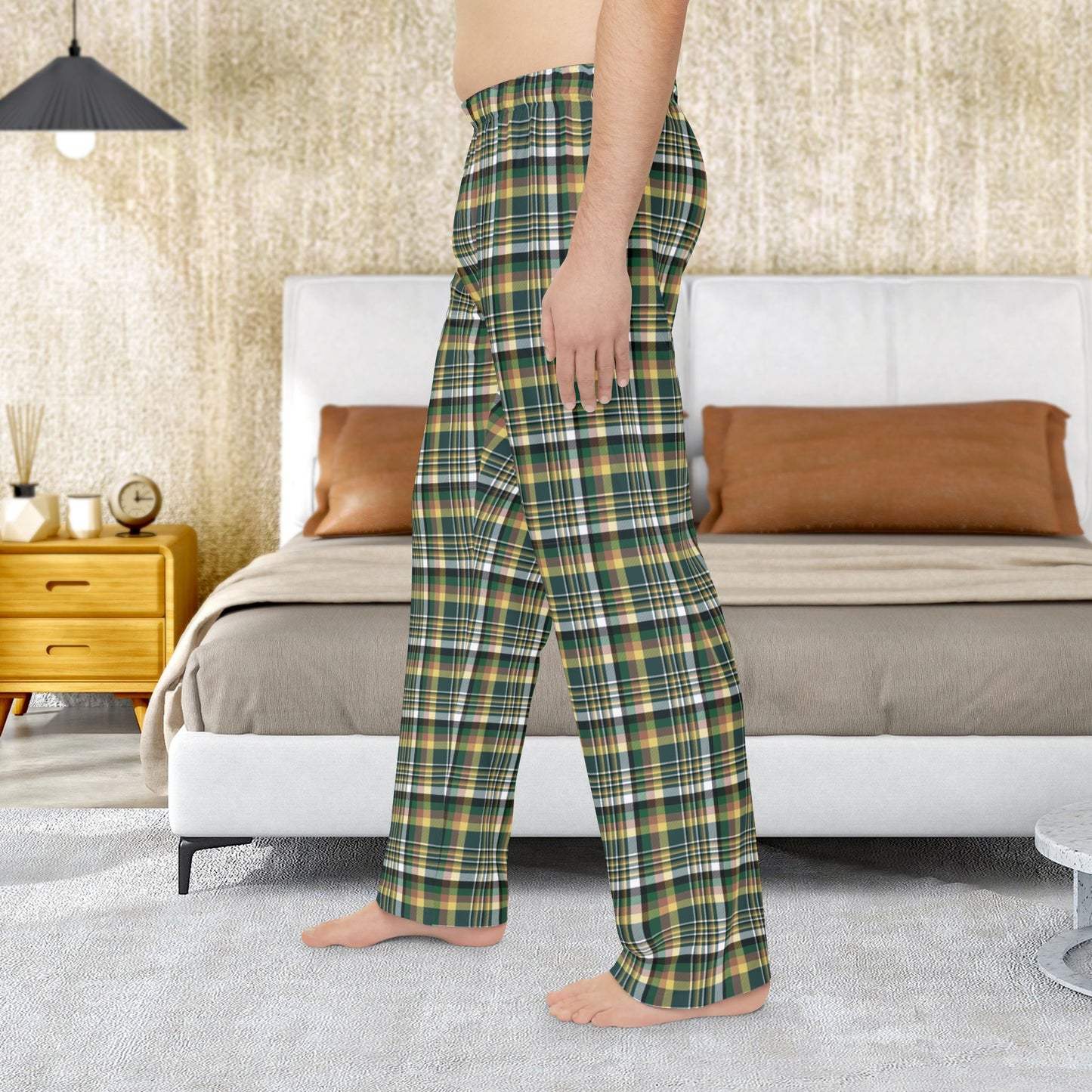 Men’s Green, White & Yellow Gurnee IL Pajama Pants