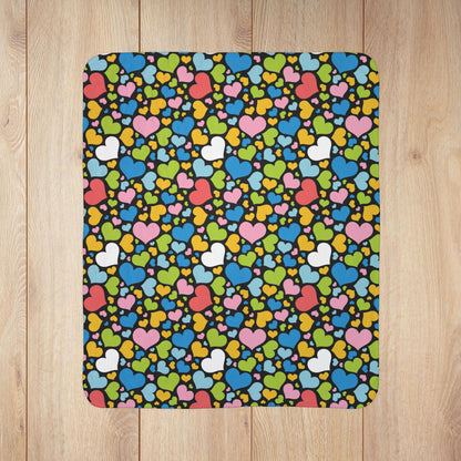 Queer Pride Valentine’s Day Hearts Black Fleece Sherpa Blanket