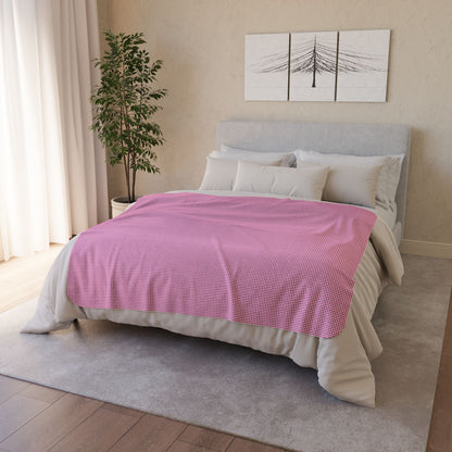 50" × 60" Beige Fuschia & White Gingham Fleece Sherpa Blanket