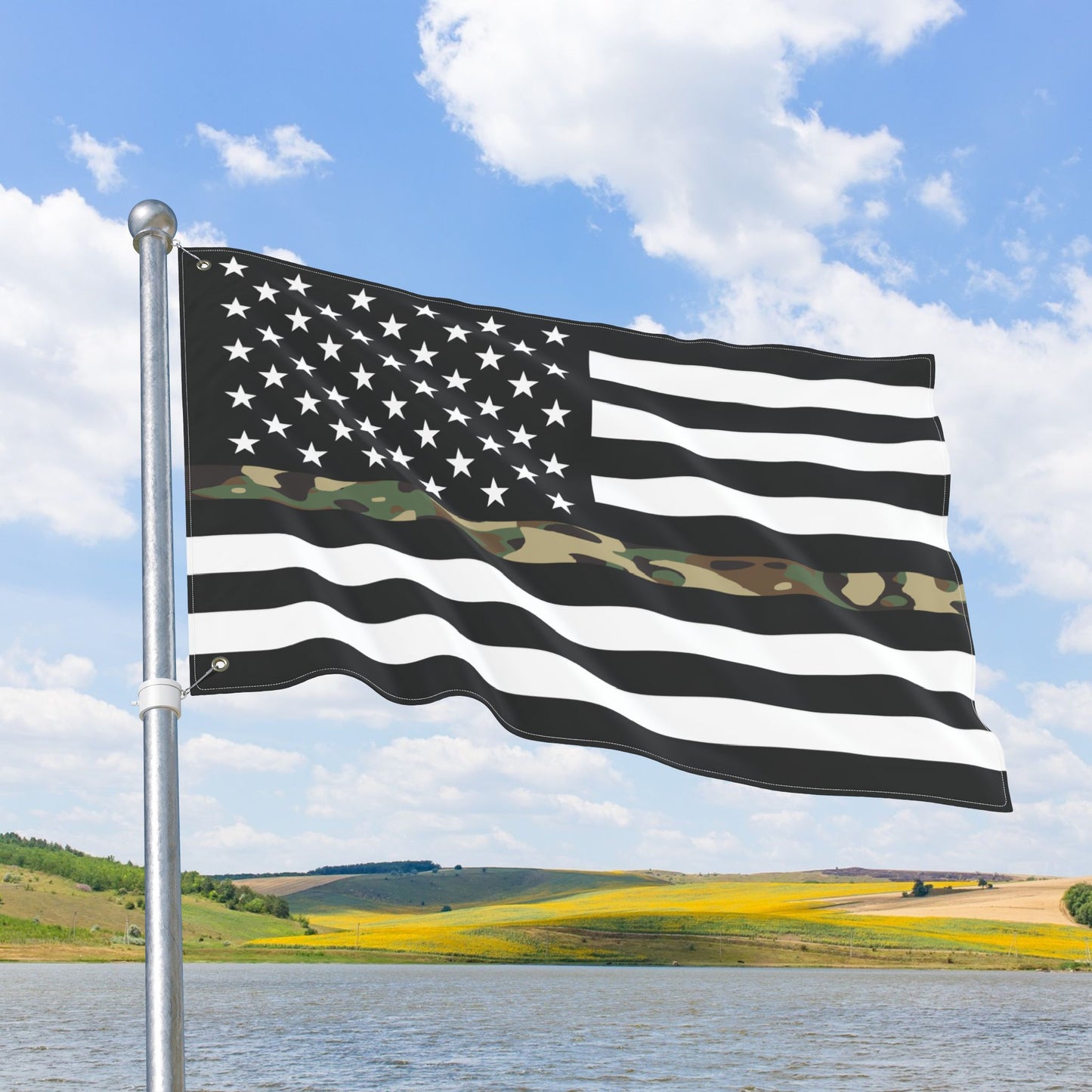 USA Thin Camo Line American Flag with Grommets