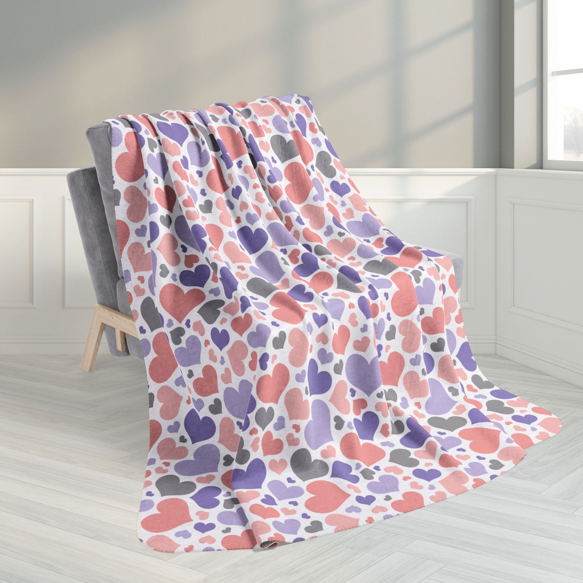 60" × 80" Cupioromantic Pride Valentine’s Day Hearts White Fleece Sherpa Blanket