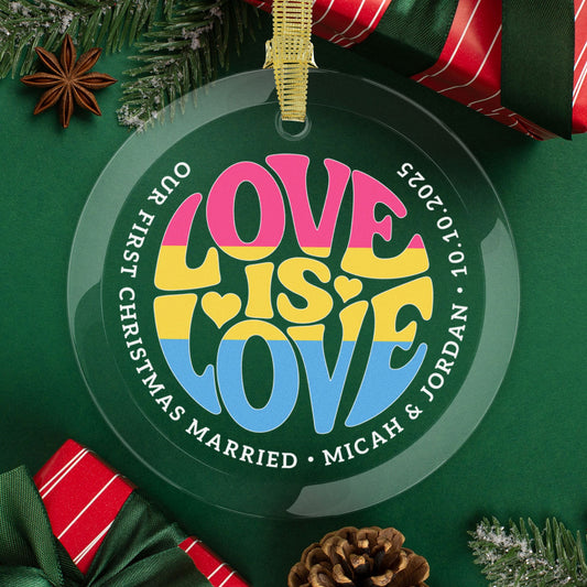 Round One Size Custom Glass Love is Love Pansexual Pride 3.5" Circle Ornaments