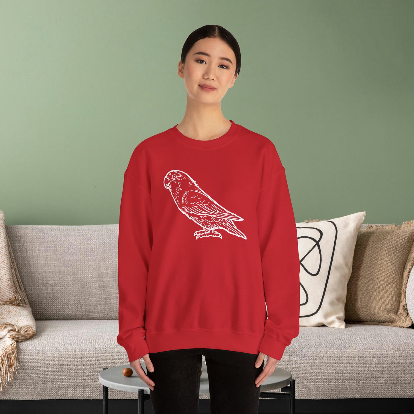 Holly Girl, Sweat-shirt à col rond Lovebird Line Art