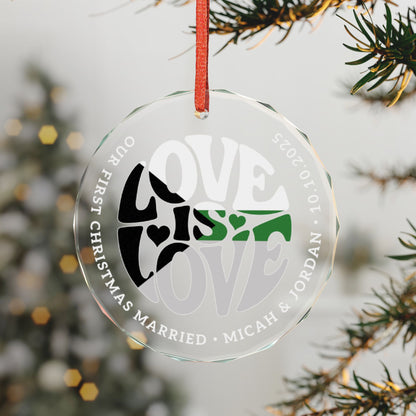 Custom Crystal Love is Love Demiromantic Pride 3" Circle Ornament