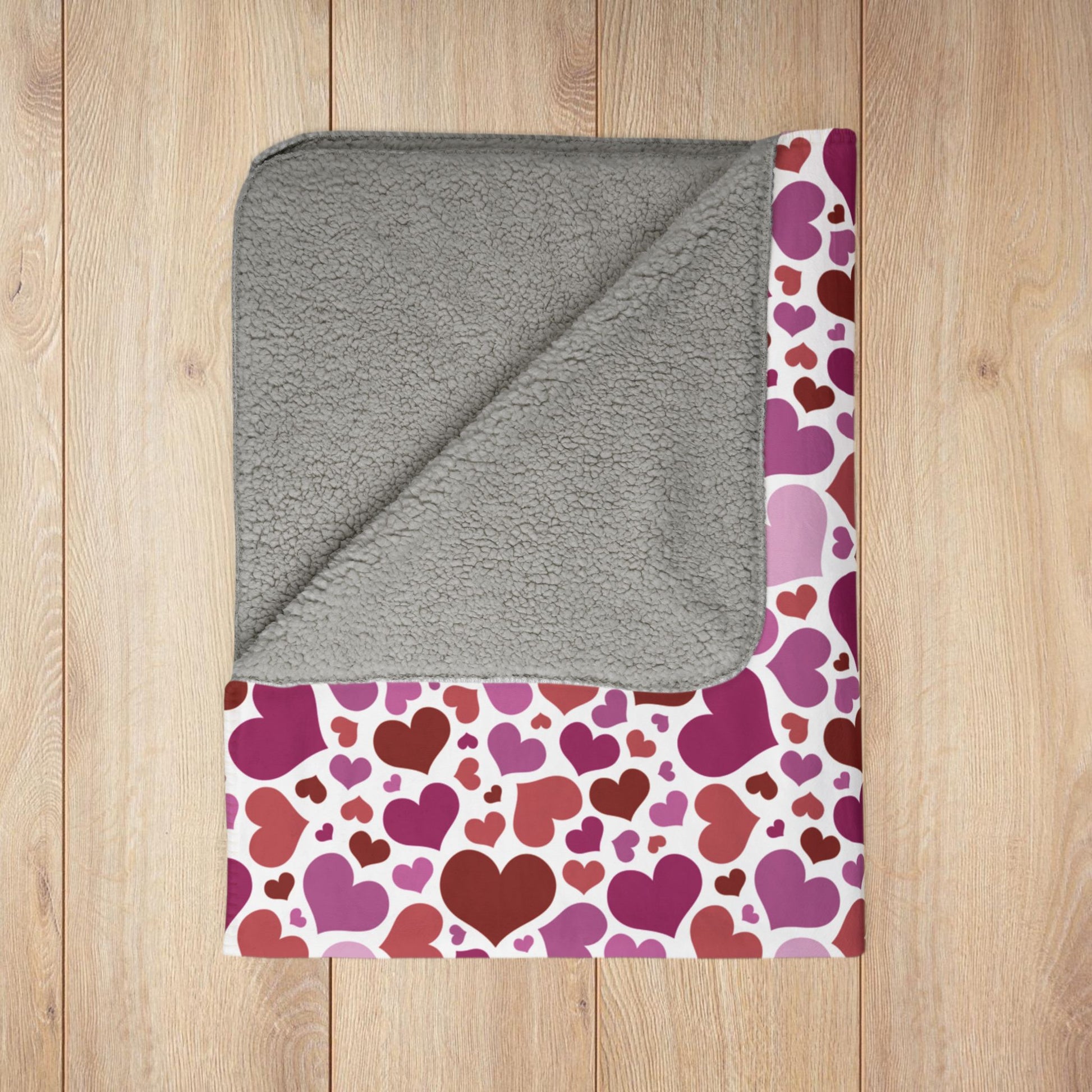 Lesbian Pink Pride Valentine’s Day Hearts White Fleece Sherpa Blanket