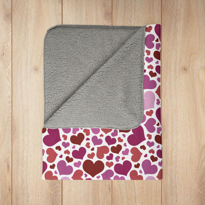 Lesbian Pink Pride Valentine’s Day Hearts White Fleece Sherpa Blanket