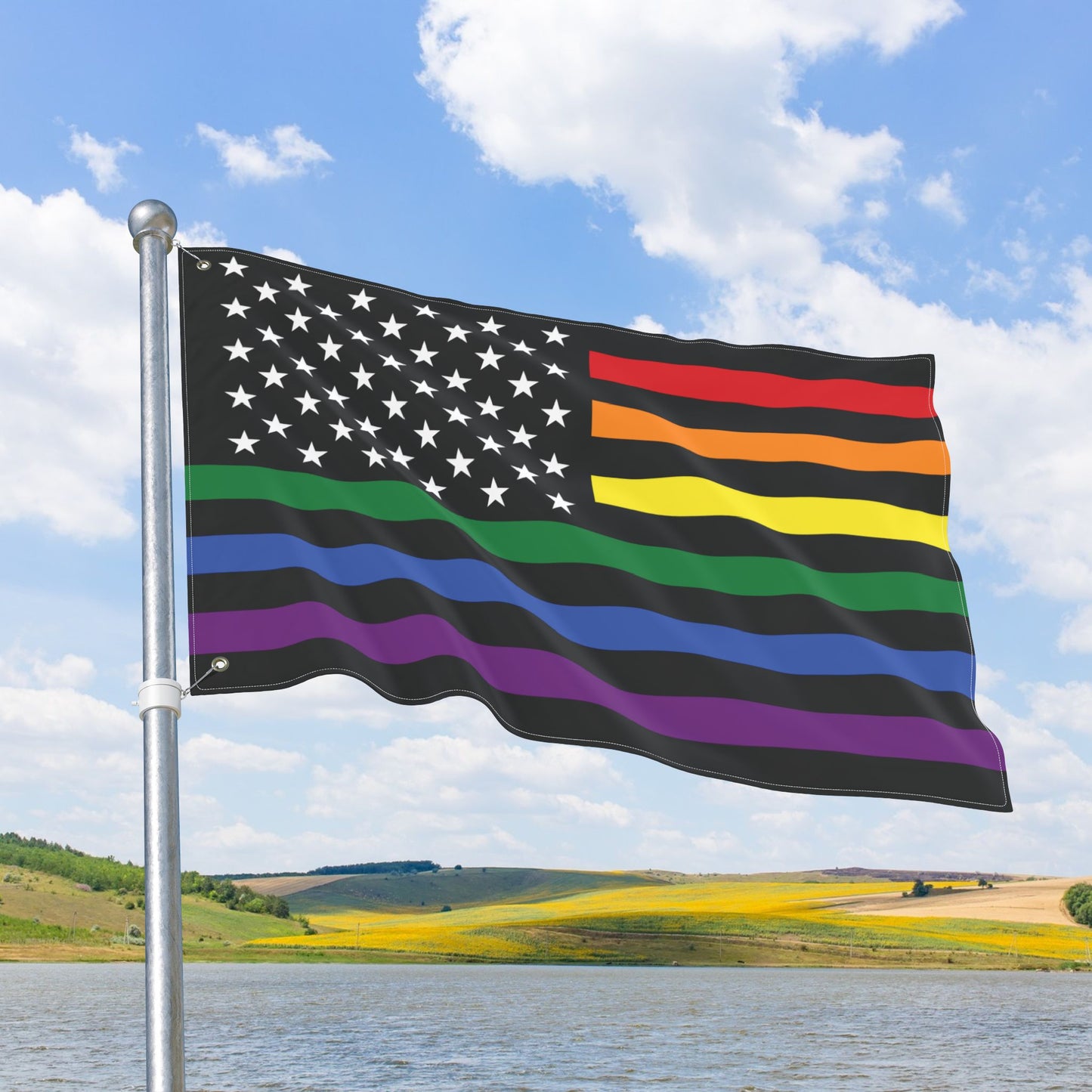 USA Rainbow Pride Flag with Grommets