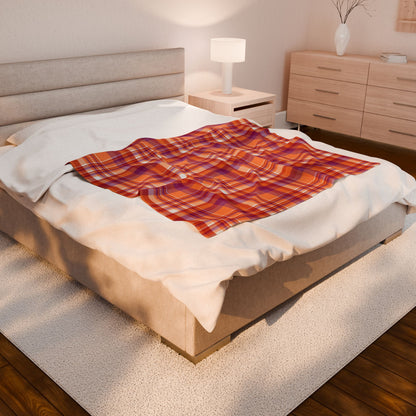 Lesbian Pride Plaid Velveteen Plush Blanket
