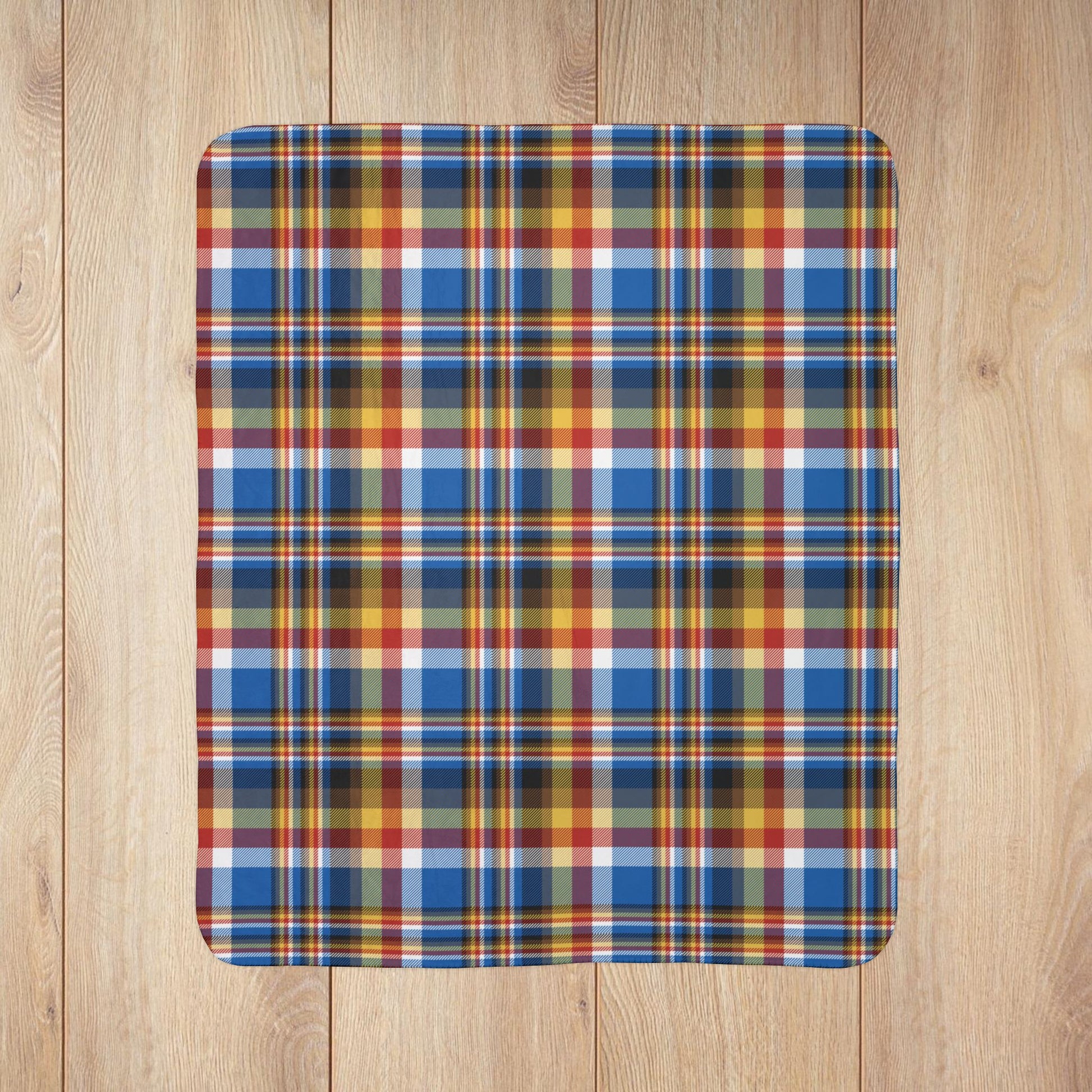 Brown, Red & Blue Sandusky OH Plaid Fleece Sherpa Blanket