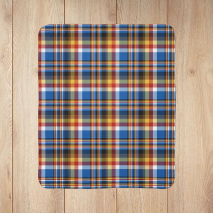Brown, Red & Blue Sandusky OH Plaid Fleece Sherpa Blanket