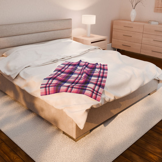 Genderfluid Pride Plaid Velveteen Plush Blanket