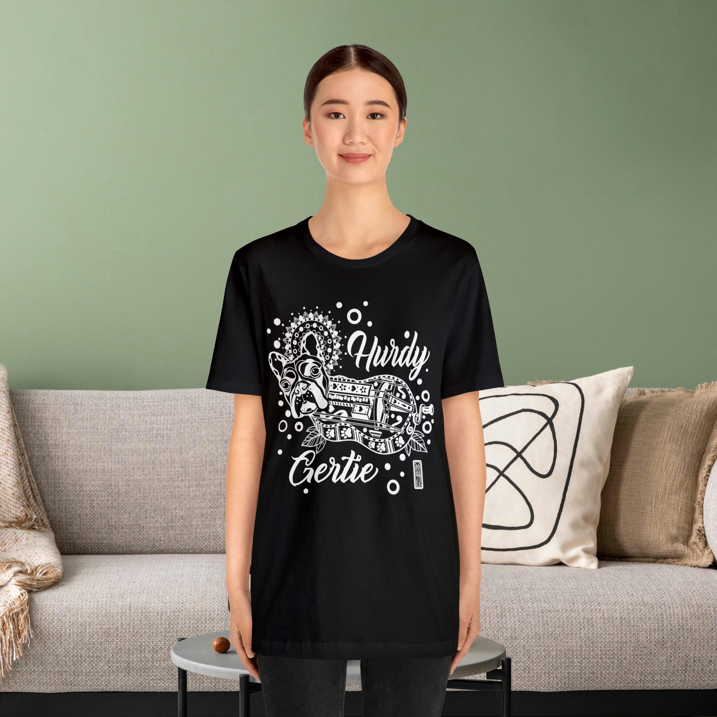 Hurdy Gertie Tee, Frenchton Dog Line Art Shirt