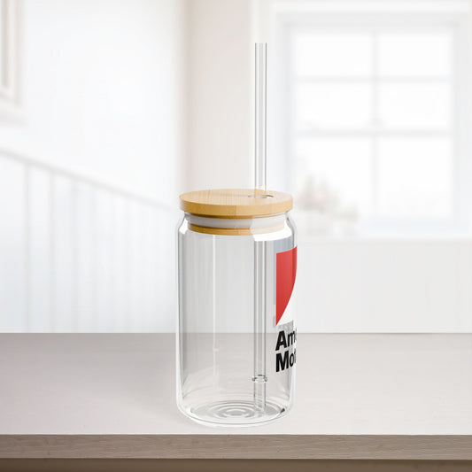 AMC Logo 16oz Sipper Glass with Lid & Straw