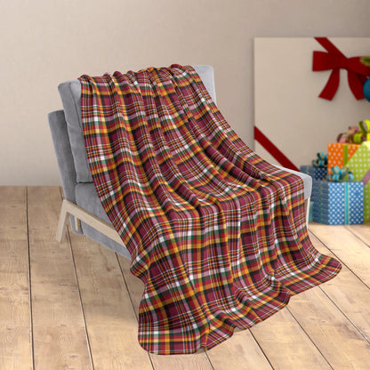 50" × 60" Christmas Red, White & Black Arizona AZ Plaid Fleece Sherpa Blanket