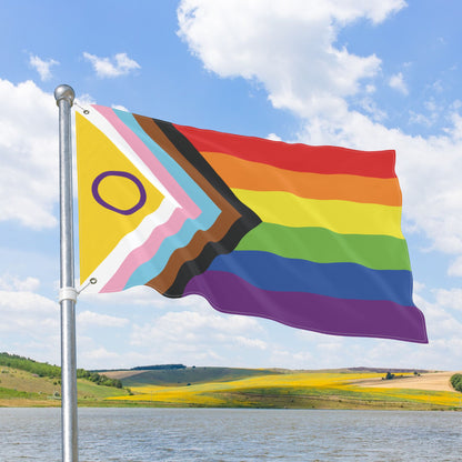 Intersex-Inclusive Rainbow Progress Pride Flag with Grommets