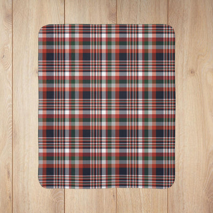 Christmas Navy & Orange Chicago IL Plaid Fleece Sherpa Blanket