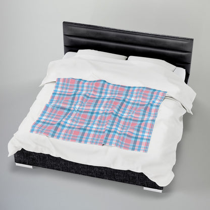 Transgender Pride Plaid Velveteen Plush Blanket