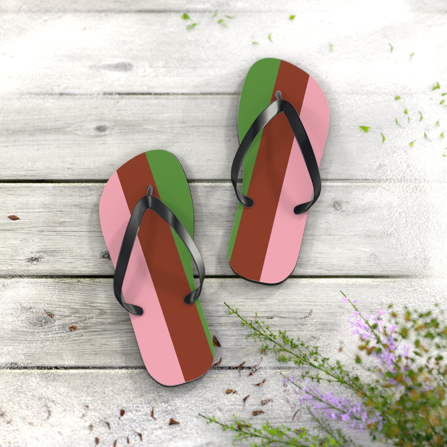M Black sole Gynesexual Pride Flip Flops