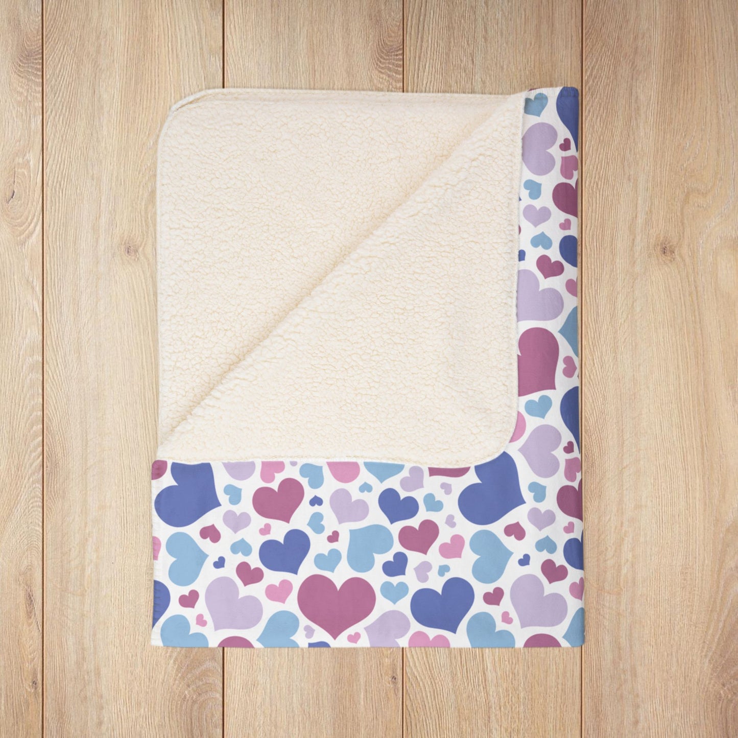 Bigender Purple Pride Valentine’s Day Hearts White Fleece Sherpa Blanket