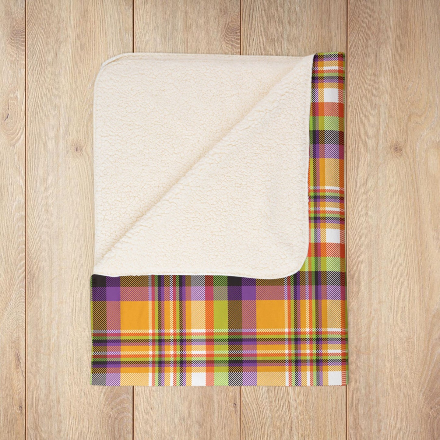 Halloween Colors Plaid Fleece Sherpa Blanket