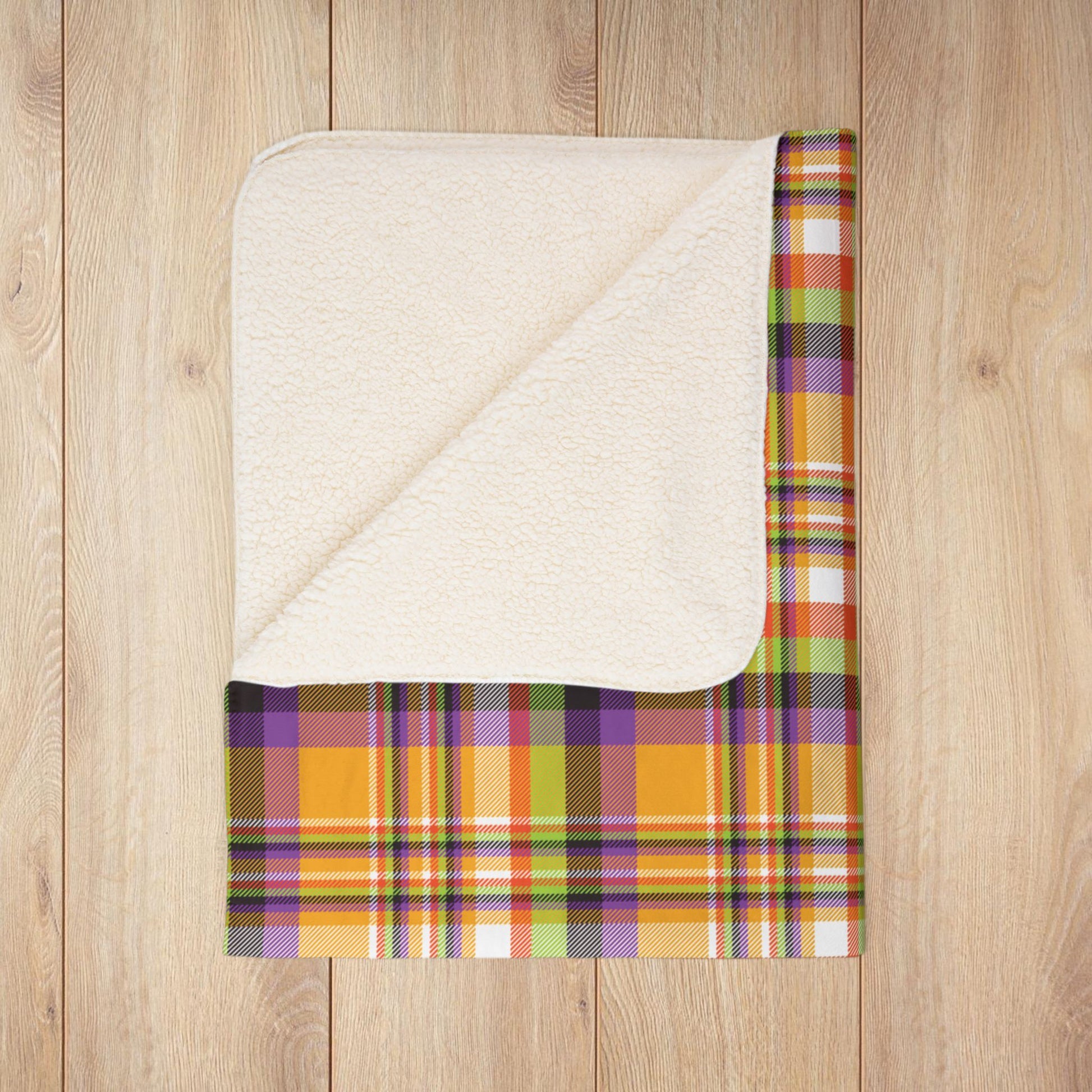 Halloween Colors Plaid Fleece Sherpa Blanket