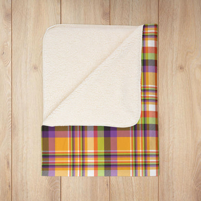 Halloween Colors Plaid Fleece Sherpa Blanket