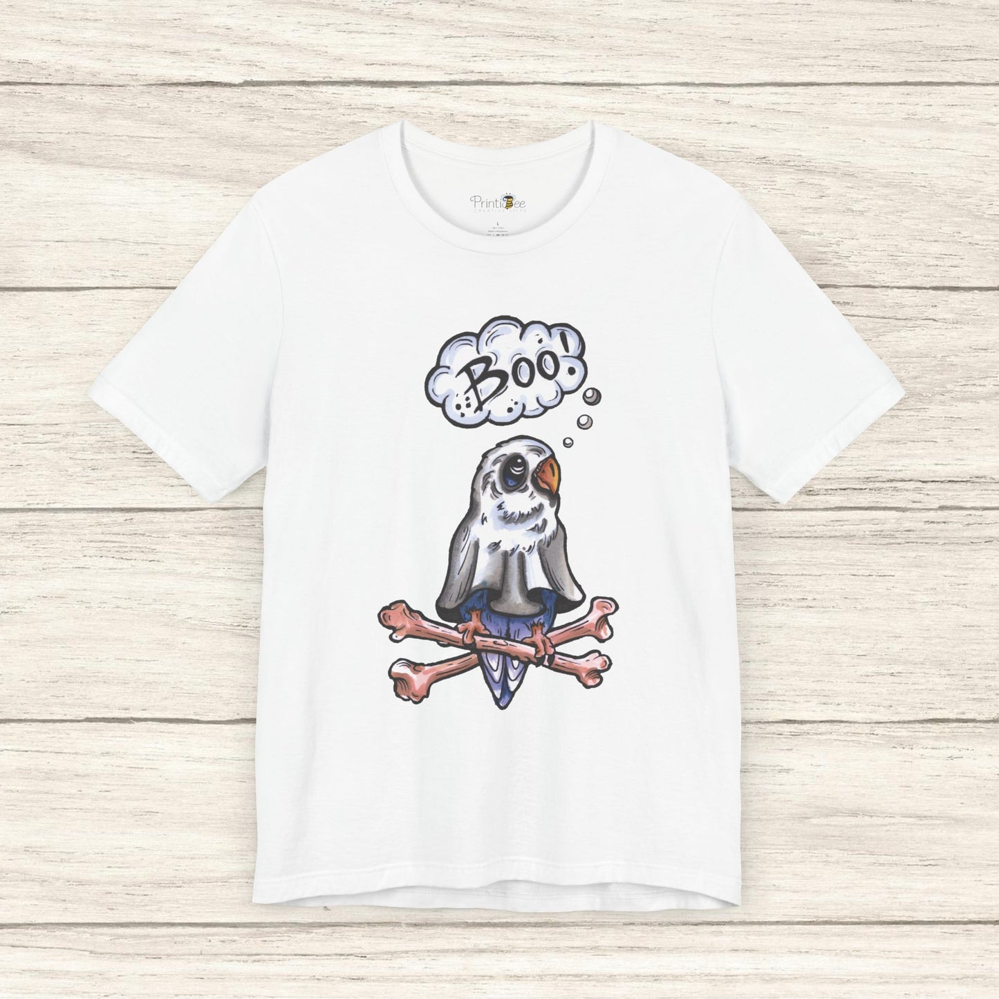 Ghost Lovebird Boo! Hand-Drawn & Hand-Colored Tee