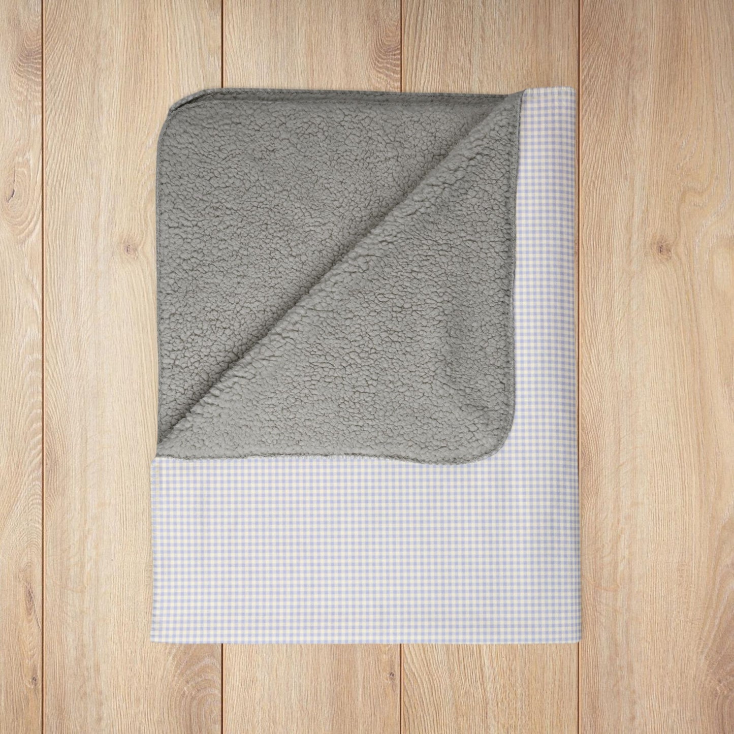 Lavender & Cream Gingham Fleece Sherpa Blanket