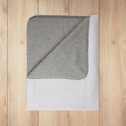 Lavender & Cream Gingham Fleece Sherpa Blanket