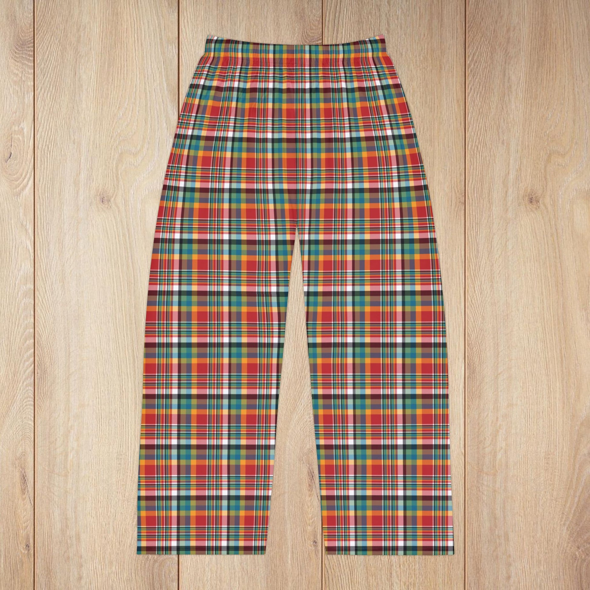 Men’s Orange, Blue & Green Ohio Plaid Red Pajama Pants