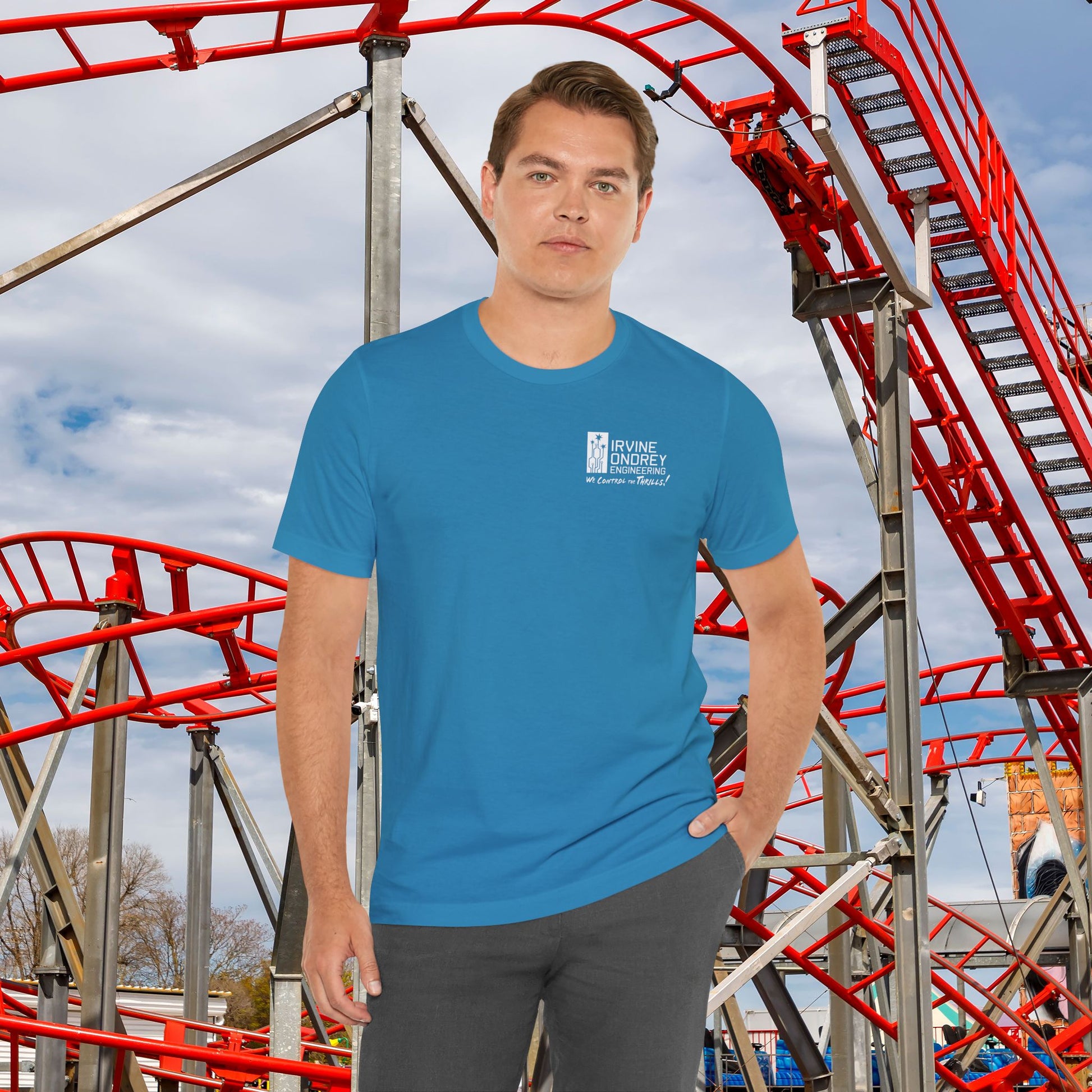 I Just Wanna Play Pickleball & Ride Roller Coasters Tee (BACK graphic) • Irvine Ondrey Engineering