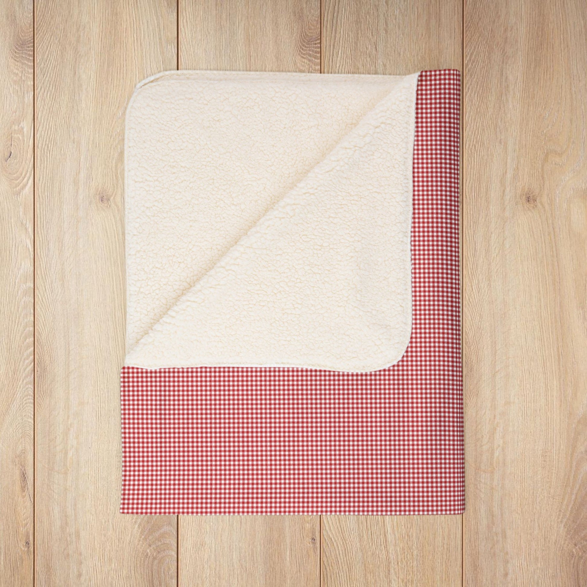 Red & White Gingham Fleece Sherpa Blanket
