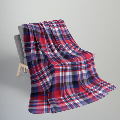 Nautical Red Plaid Fleece Sherpa Blanket