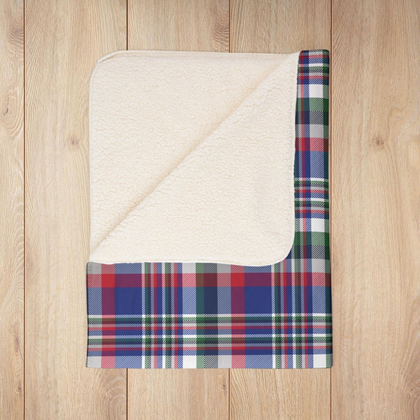 Christmas Blue & Red Buffalo NY Plaid Fleece Sherpa Blanket