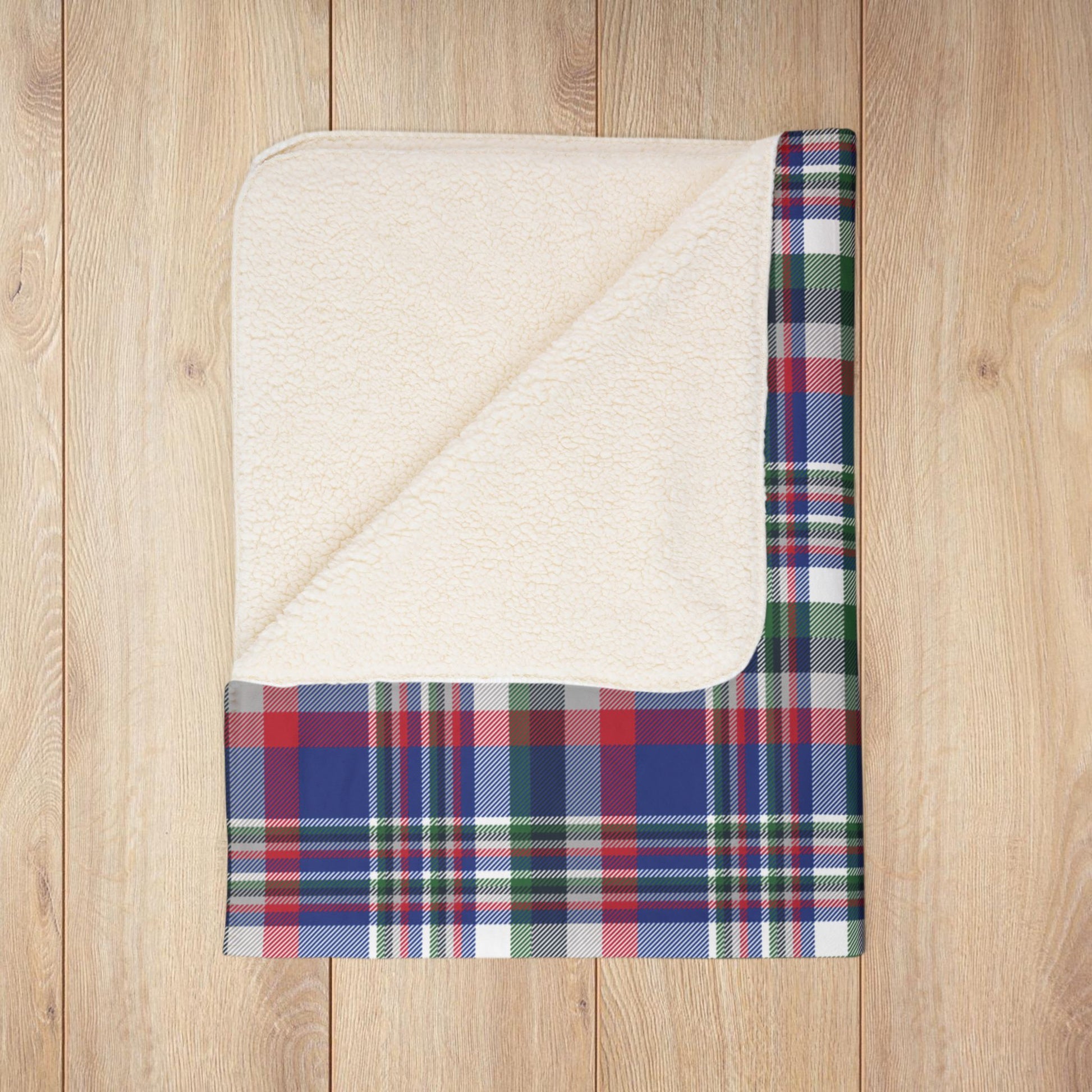 Christmas Blue & Red Buffalo NY Plaid Fleece Sherpa Blanket