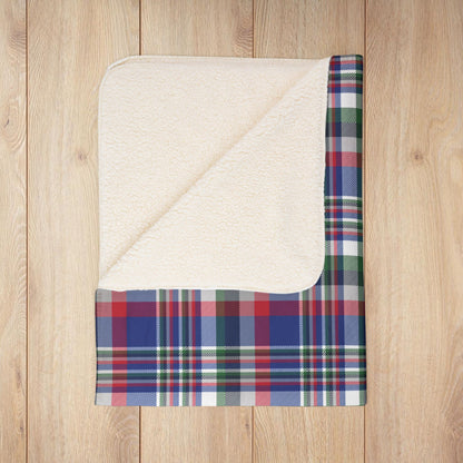 Christmas Blue & Red Buffalo NY Plaid Fleece Sherpa Blanket