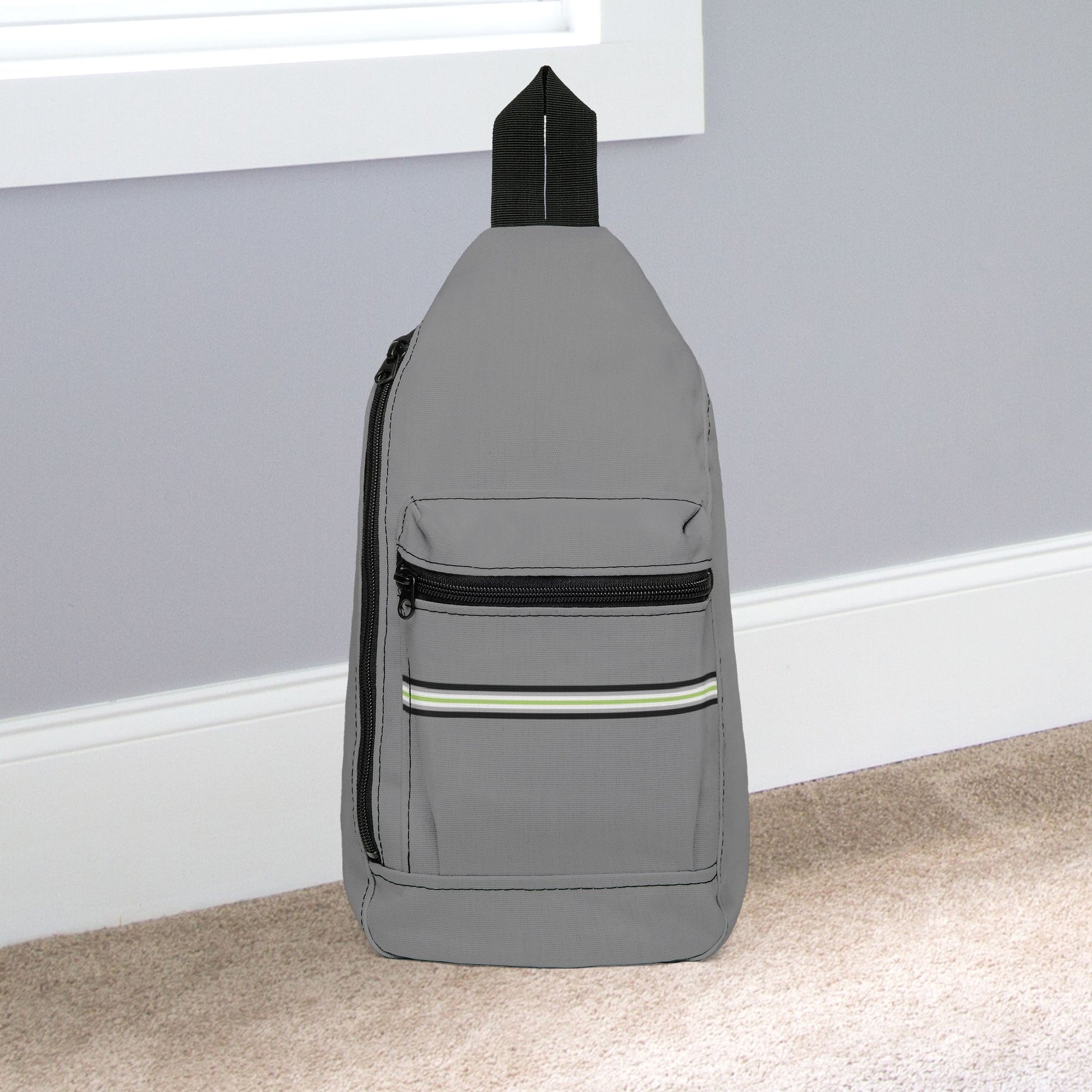 14.5" × 9'' Agender Pride Grey Minimalist Cross Body Sling Bag