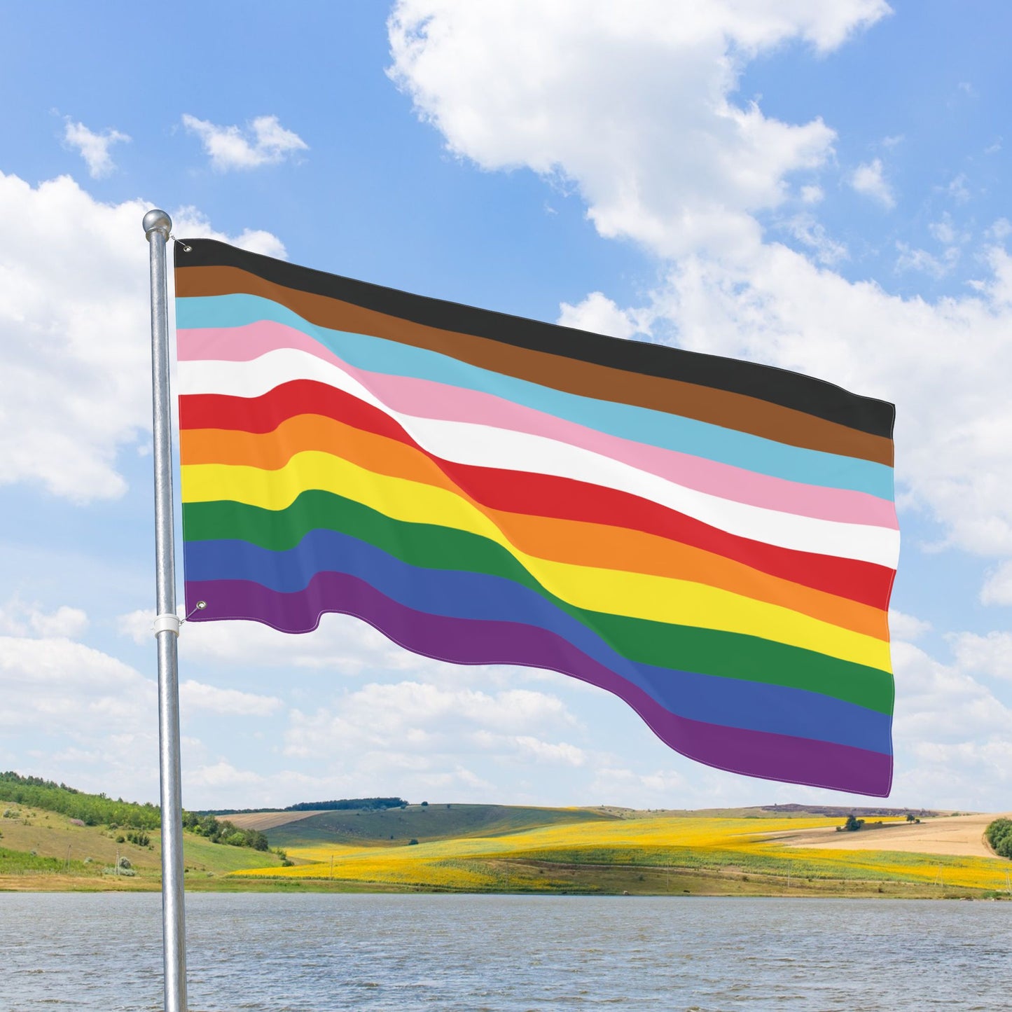 Rainbow 11-Stripe Pride for Trans and PoC Flag with Grommets