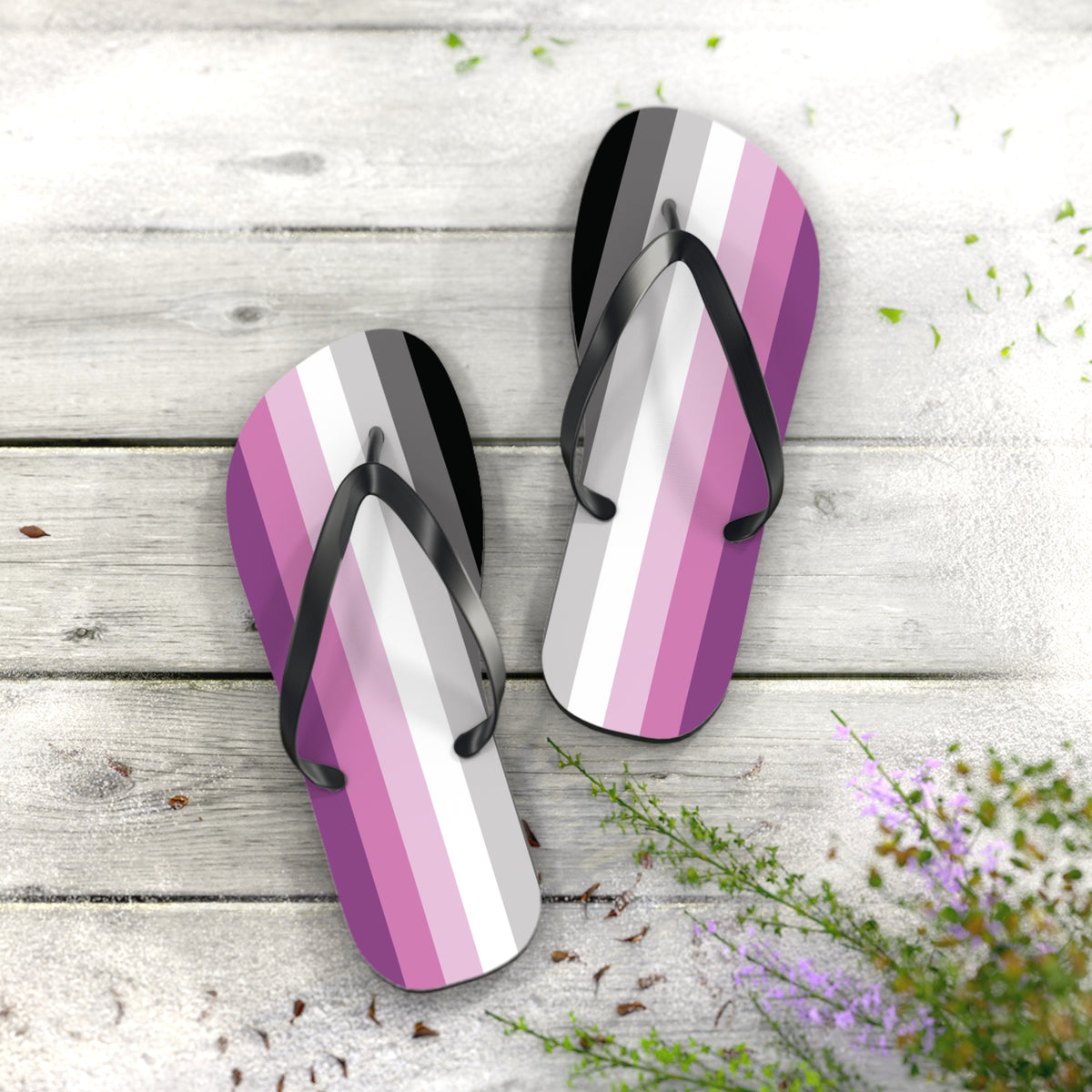 XL Black sole Straight Queer Pride Flip Flops