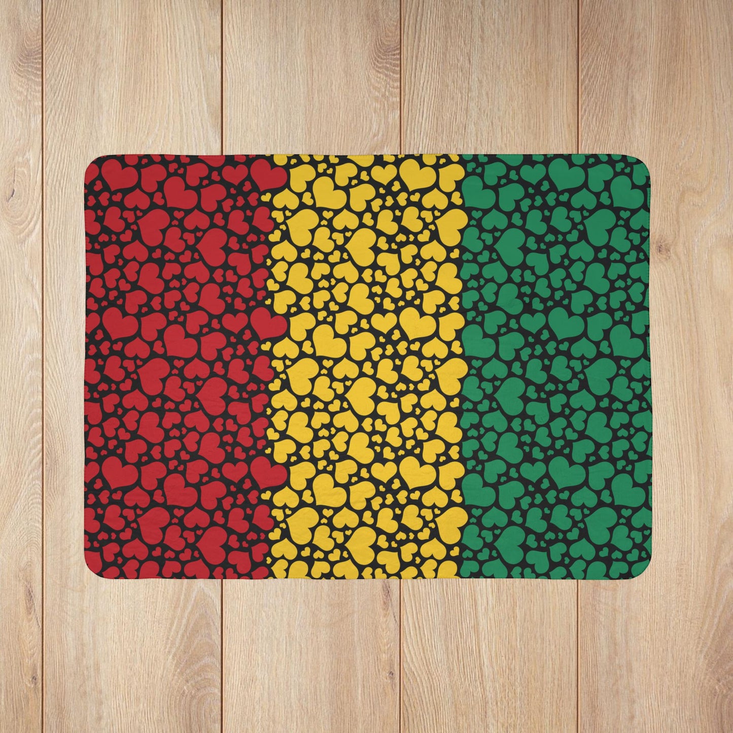 Guinea Flag Hearts Fleece Sherpa Blanket
