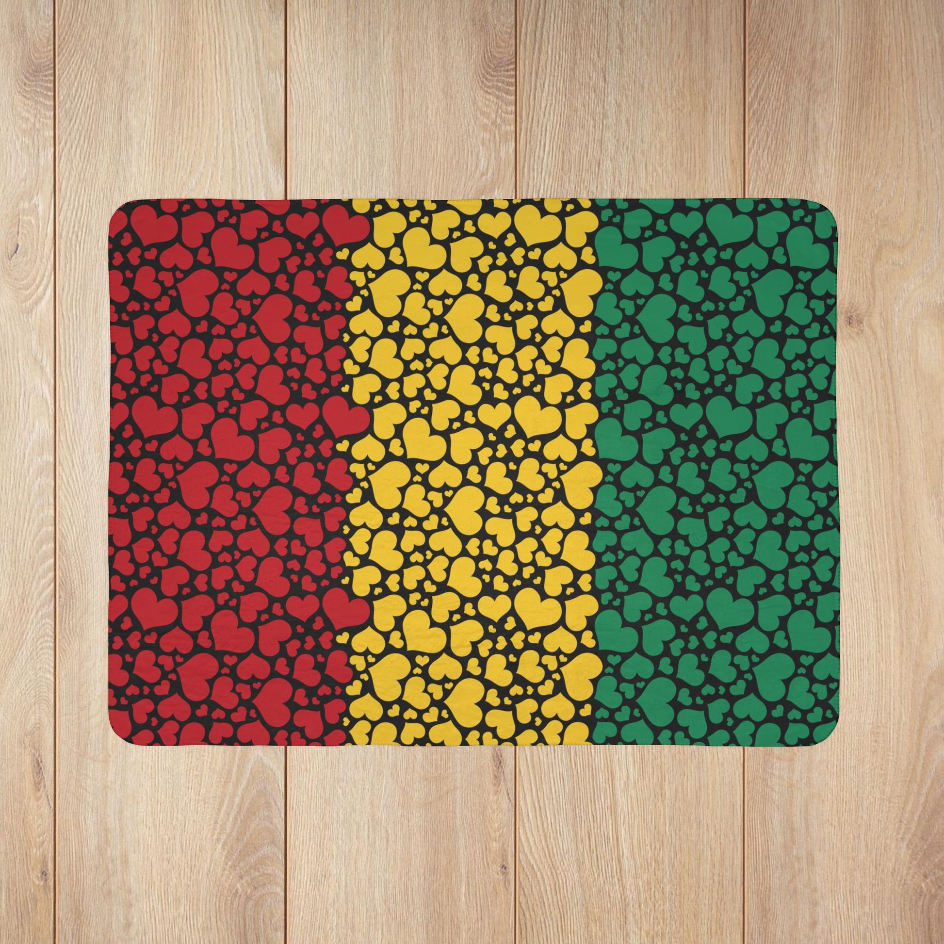 Guinea Flag Hearts Fleece Sherpa Blanket
