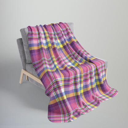 Bigender Yellow Pride Plaid Fleece Sherpa Blanket