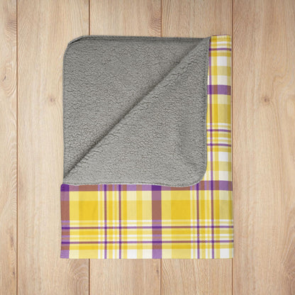 Intersex Pride Plaid Fleece Sherpa Blanket