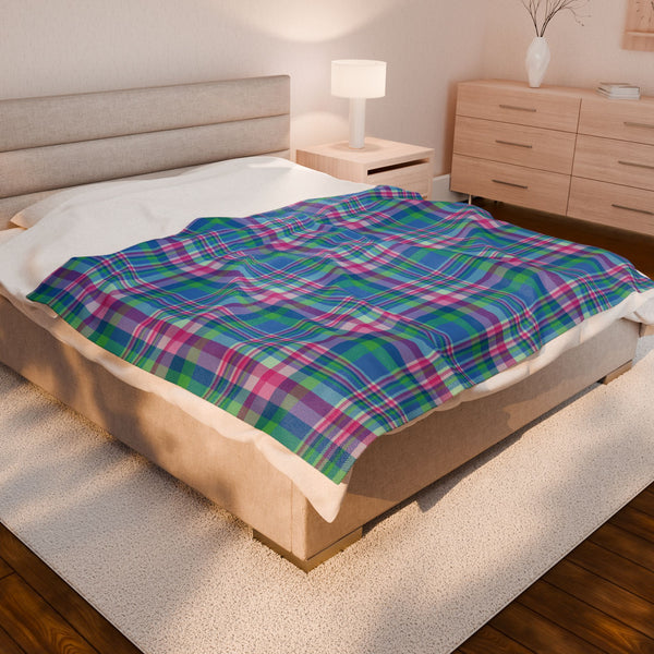 60" × 80" Polysexual Pride Plaid Velveteen Plush Blanket